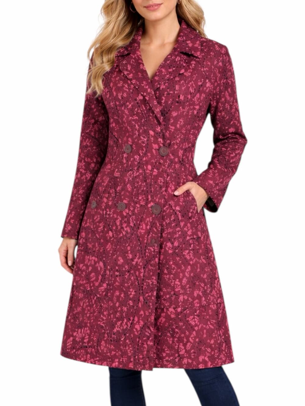 Johnny Was Zaragoza Linen Lace Double Breasted Jacket Red Size S